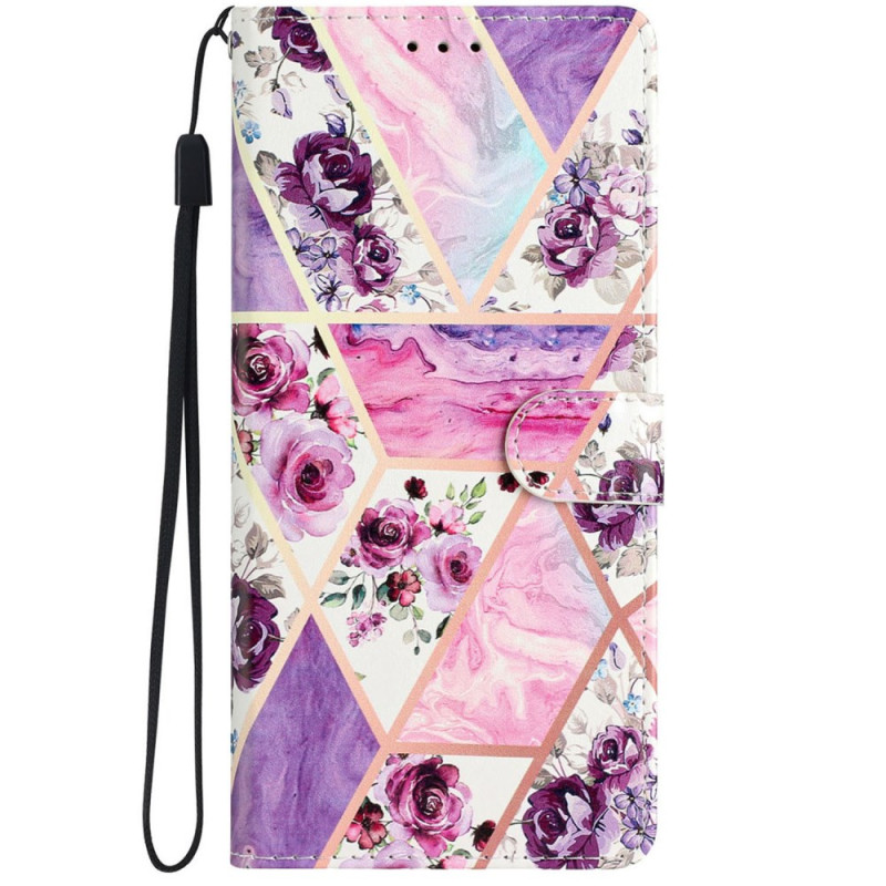 Funda iPhone 16 Pro Flores Moradas con Colgante
