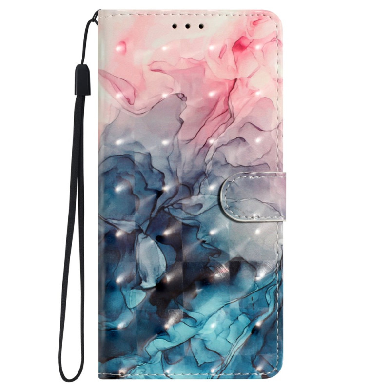 Funda de cordón de mármol rosa y azul para el iPhone 16 Pro