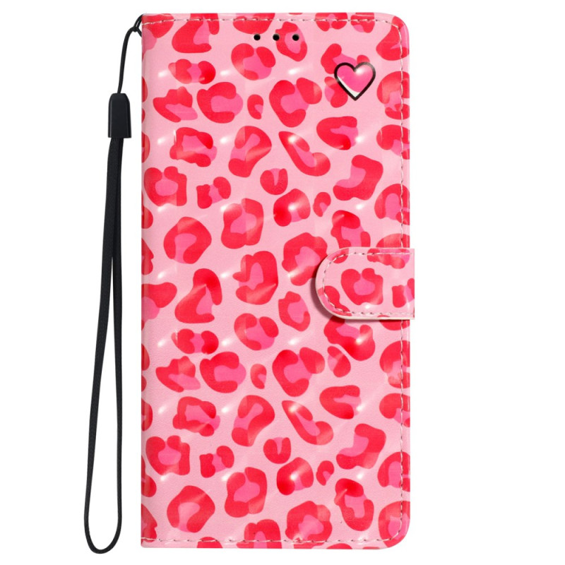 Funda con colgante
 de leopardo rosa para el iPhone 16 Pro