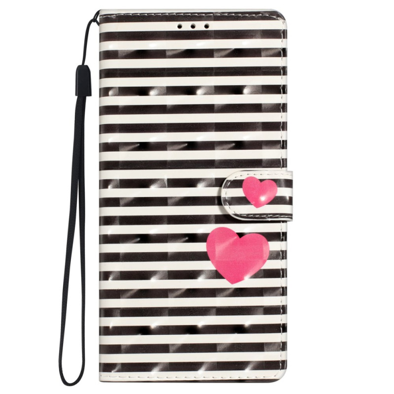 Funda para iPhone 16 Pro Stripes and Hearts con cordón de seguridad