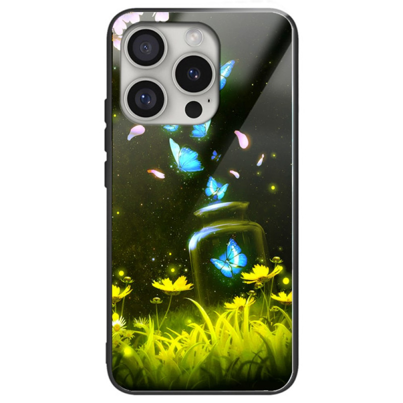 Funda iPhone 16 Pro Cristal Templado Mariposas en Botella