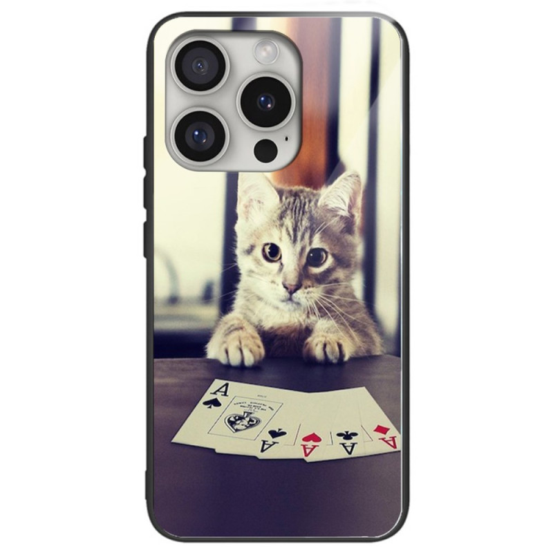 Funda iPhone 16 Pro Cristal Templado Poker Cat