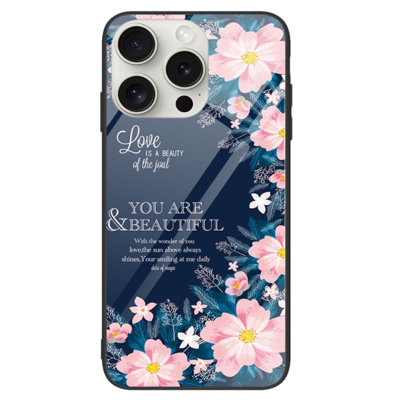 Funda iPhone 16 Pro Toughened Glass Rosa Flores