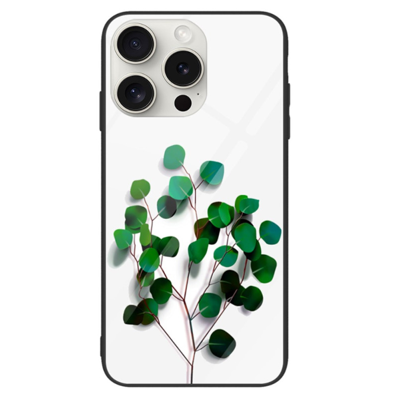 Funda iPhone 16 Pro Cristal Templado Hojas Verdes