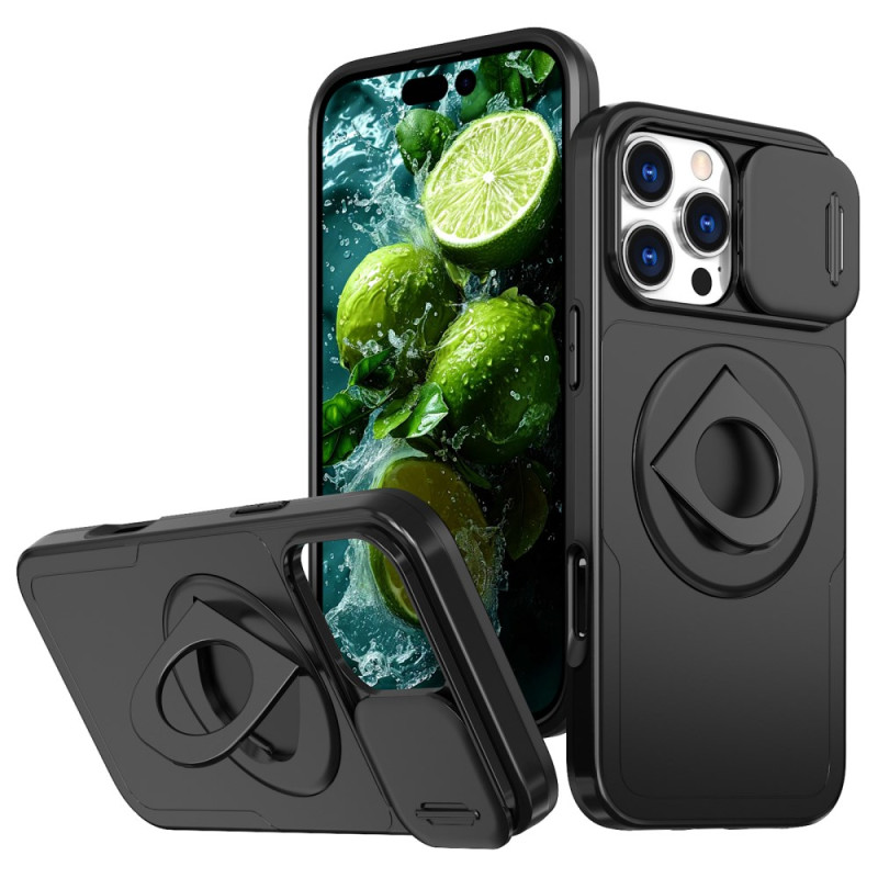 Funda iPhone 16 Pro Soporte magnético y anillo protector de lente deslizante