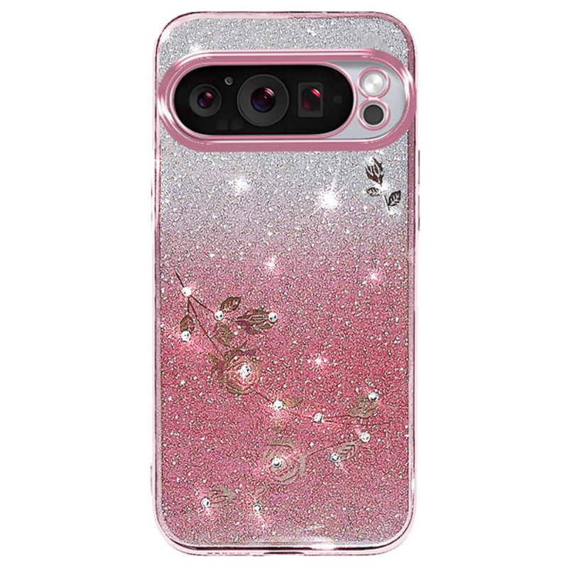 Google Pixel 9 / Pixel 9 Pro Flor y Rhinestone Caso KADEM