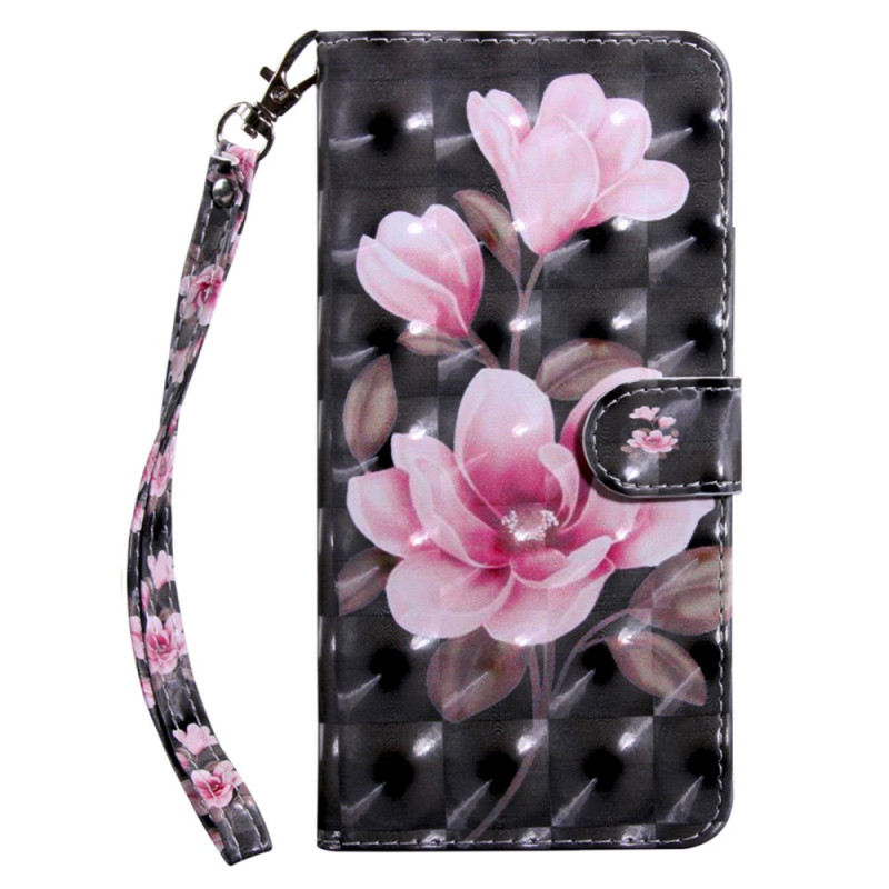 Funda Google Pixel 9 Pro XL Flores rosas sobre fondo negro con colgante
