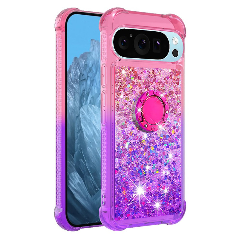 Google Pixel 9 Pro XL Caso Glitter Gradiente Anillo-Soporte