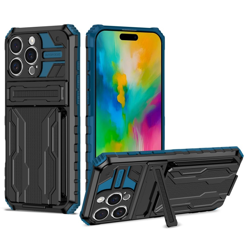 Funda para iPhone 16 Pro con soporte y tarjetero integrados