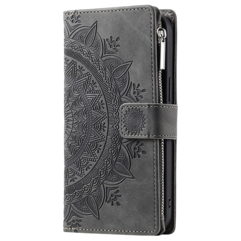 Funda iPhone 16 Pro Cartera Efecto Gamuza Mandala