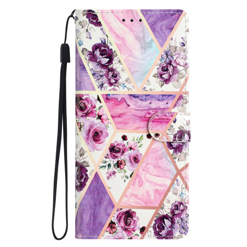 Funda iPhone 16 Pro Max Flores Moradas con Colgante
