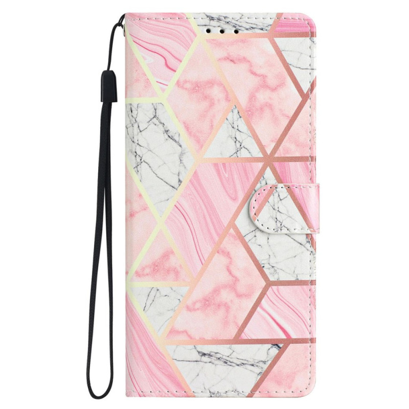 Funda de cordón de mármol rosa para el iPhone 16 Pro Max