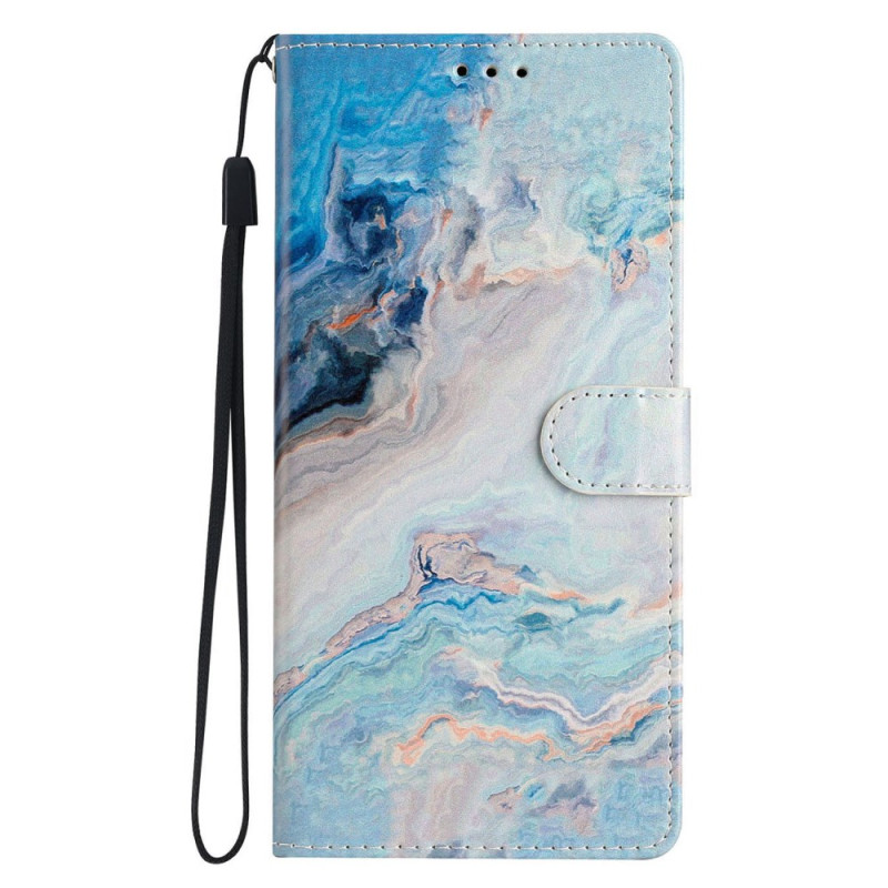 Funda iPhone 16 Pro Max Azul Mármol con Colgante
