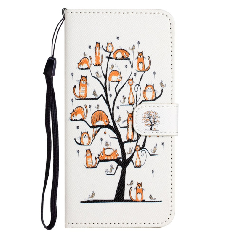 Funda iPhone 16 Pro Max Gatos en el árbol Lanyard