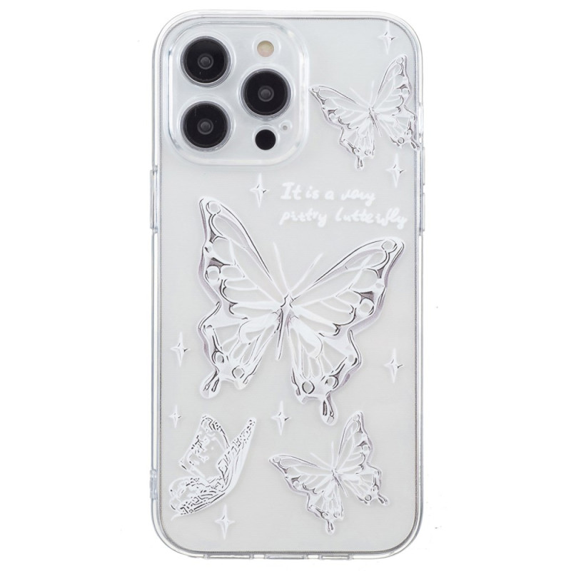 Funda iPhone 16 Pro Max Plateada Mariposas