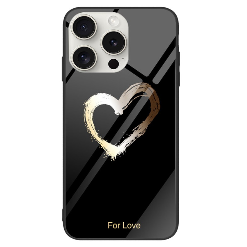 Funda rígida iPhone 16 Pro Max Corazón dorado sobre fondo negro