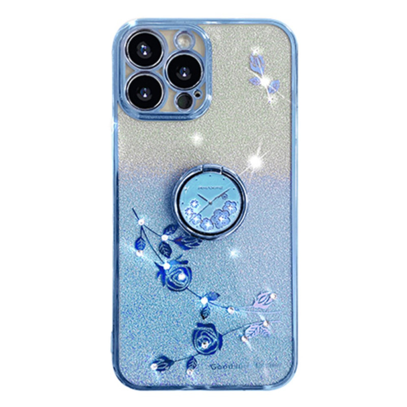 Funda iPhone 16 Pro Max Flor y Strass Anillo Soporte KADEM