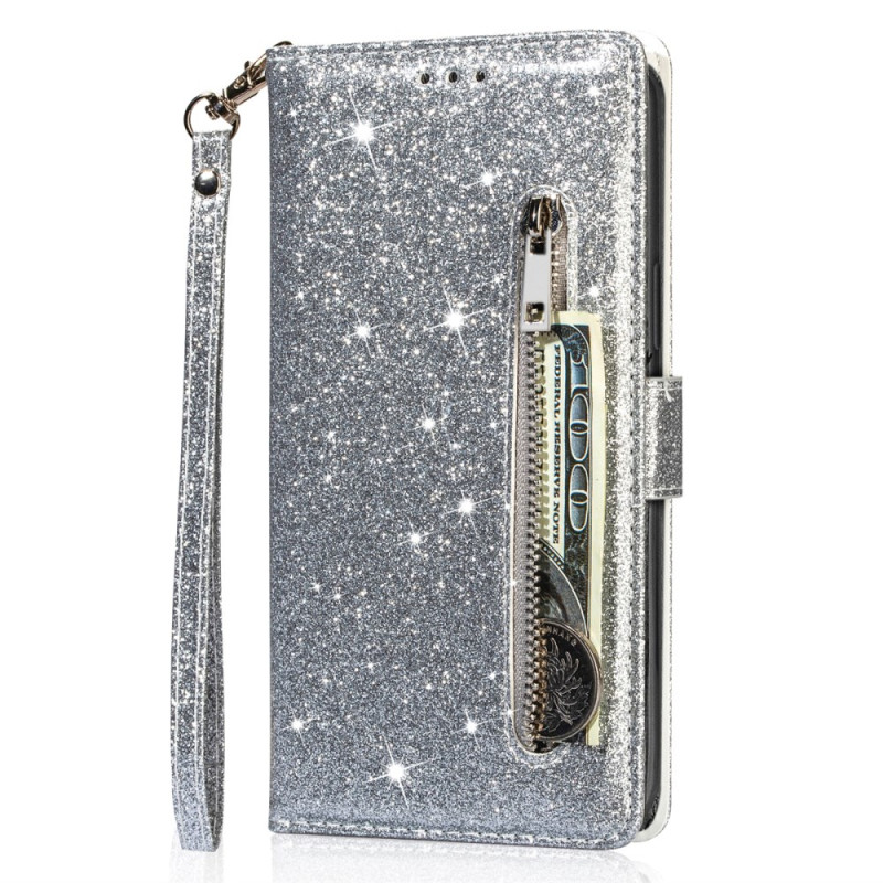 Funda iPhone 16 Pro Max Glitter Bolsillo con cremallera