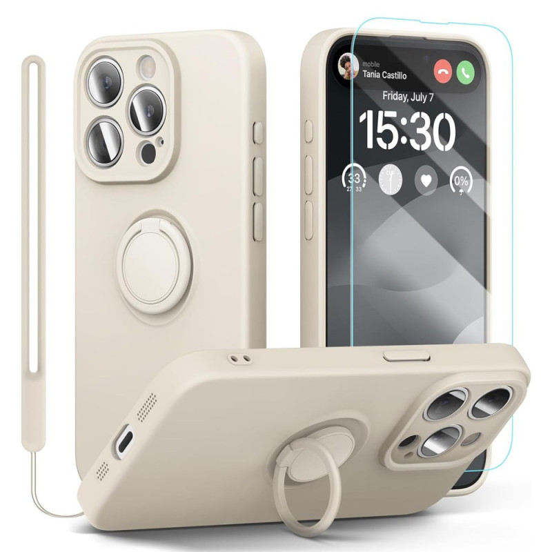 Soporte y protección de cristal templado para la funda del iPhone 16 Pro Max