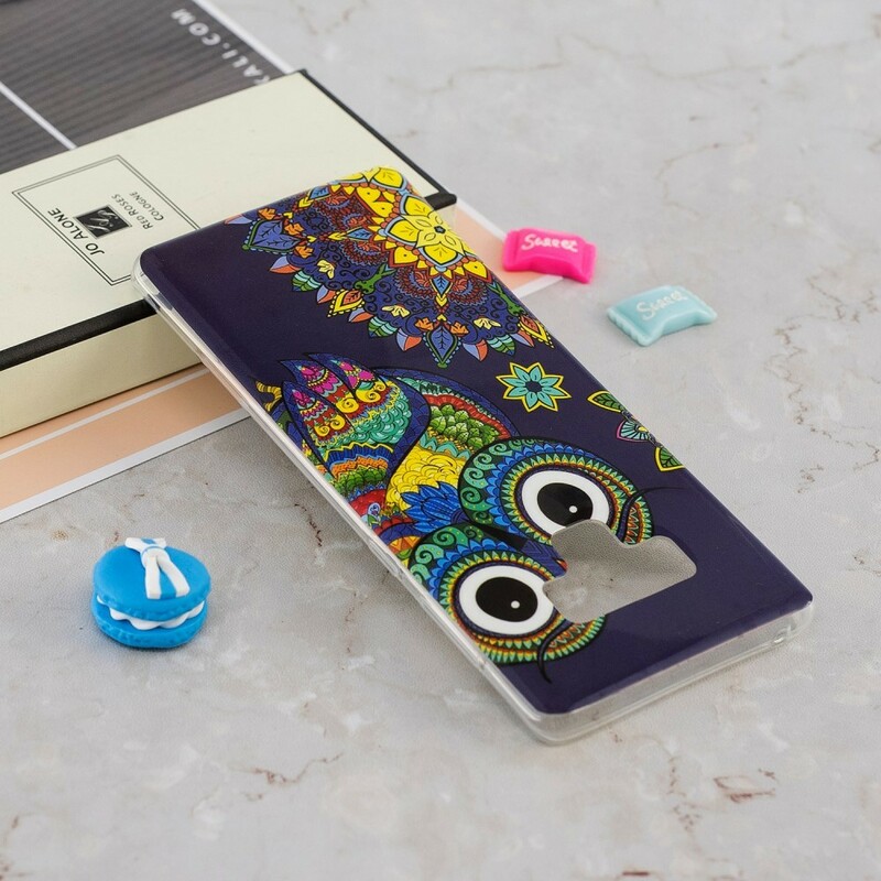 Funda Samsung Galaxy Note 9 Búho Mandala Fluorescente