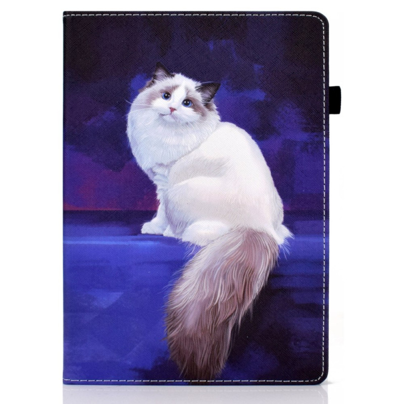 Funda iPad Pro 11 (2024) Gato Blanco Banda Elástica