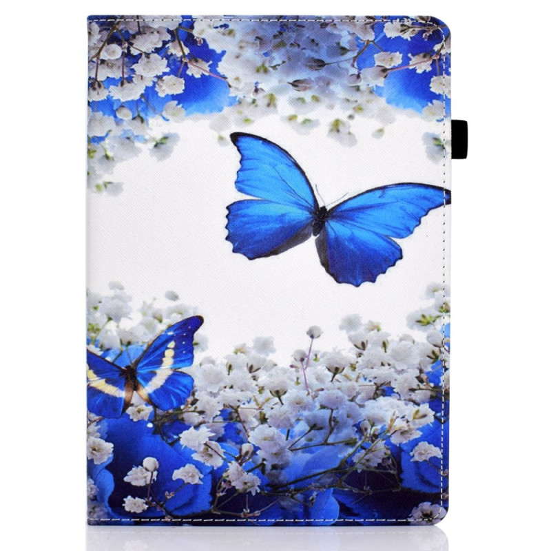 Funda iPad Pro 11 (2024) Banda Elástica Mariposas Azul