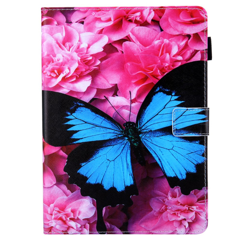 Funda iPad Pro 11 (2024) Flores rojas y mariposa azul