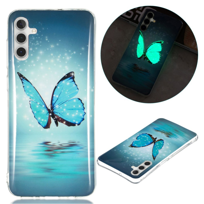 Samsung Galaxy A24 4G Funda Mariposa Azul Luminoso