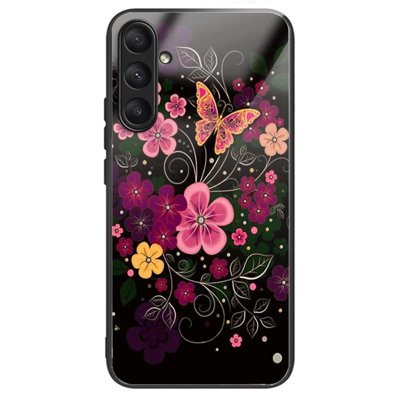 Samsung Galaxy A24 4G Funda de Cristal Templado Flores y Mariposas