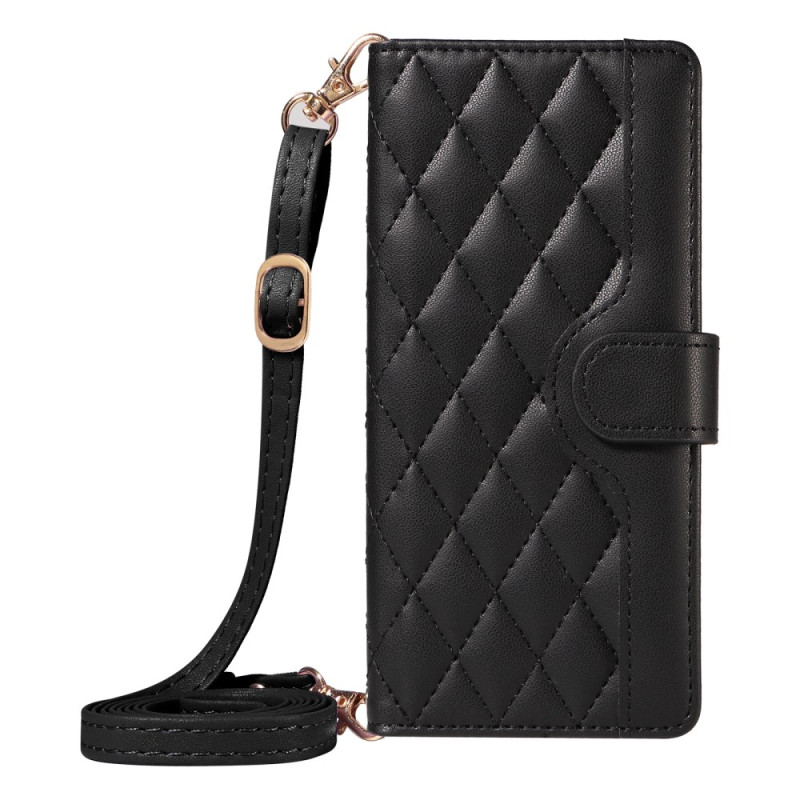 Funda Oppo Reno 12 F 5G Wallet con bandolera y colgante
 de mano