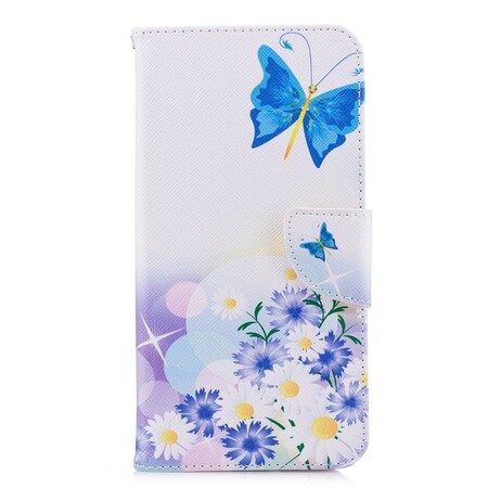 Portada Huawei Y7 2018 Mariposas y flores pintadas