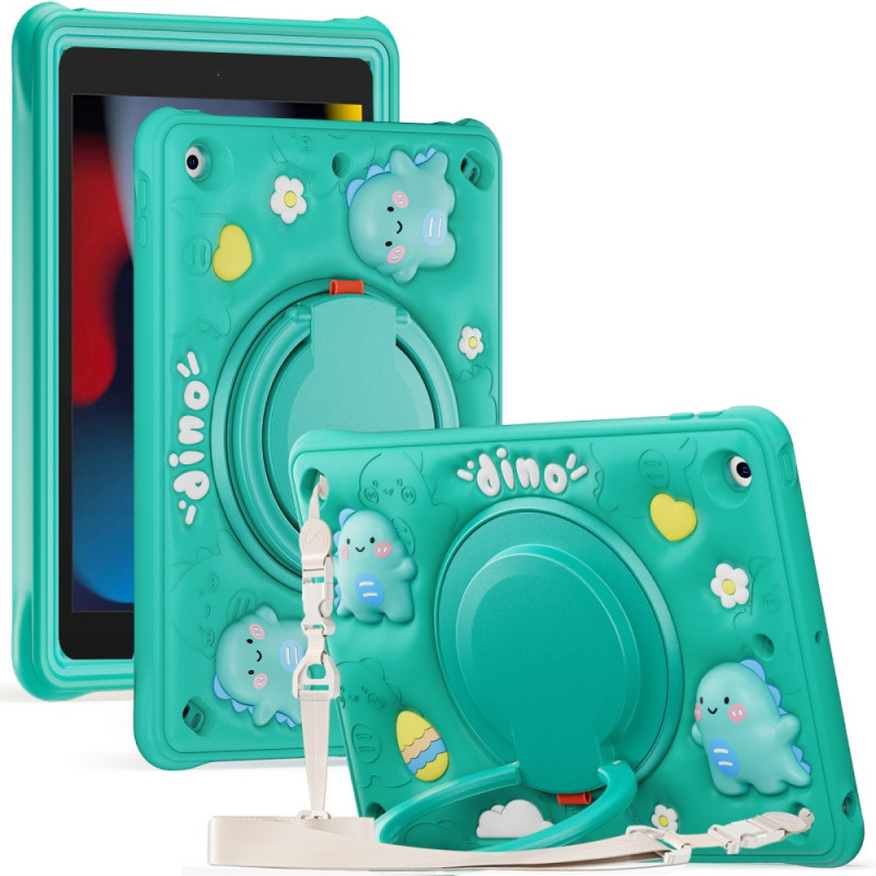 Coque iPad 10.2" (2021) (2020) (2019) Kids Cartoon Bandoulière et Anneau-Support