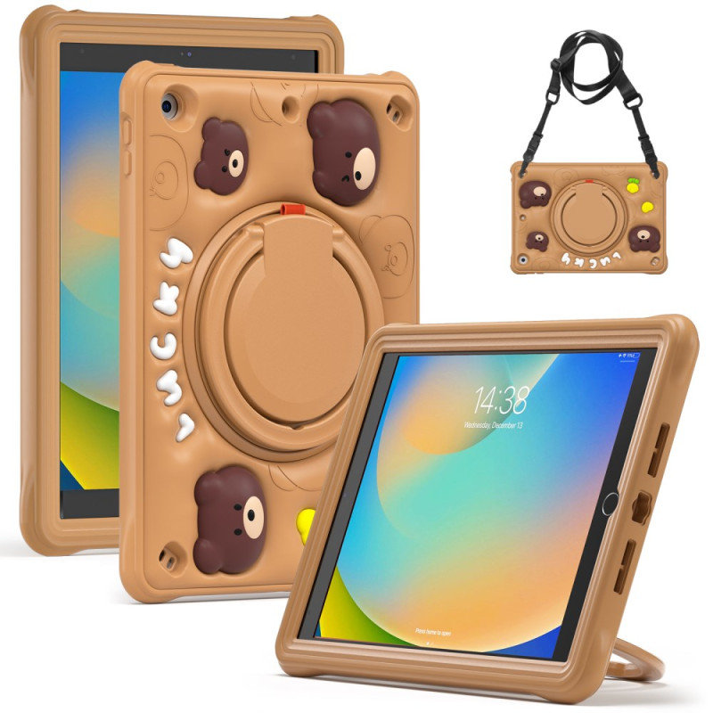 Coque iPad 10.2" (2021) (2020) (2019) Kids Ours Mignon à Bandoulière