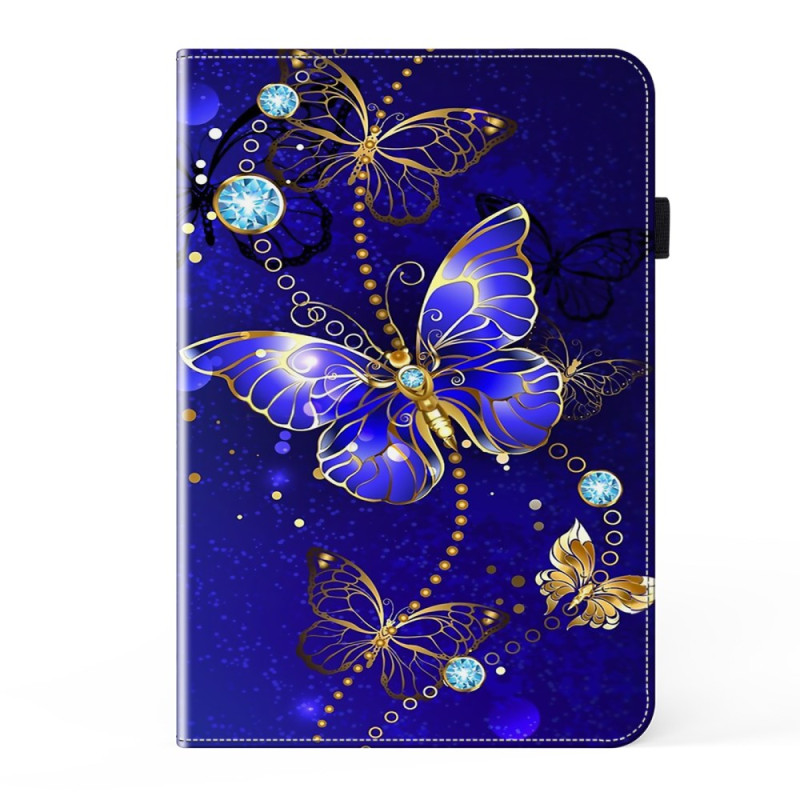 Funda para iPad 10.9 (2022) Mariposas azul y dorada