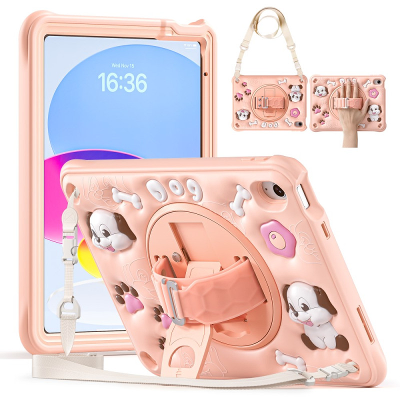 Funda para iPad 10.9 (2022) Colgante
 para el hombro y soporte para niños con forma de perro