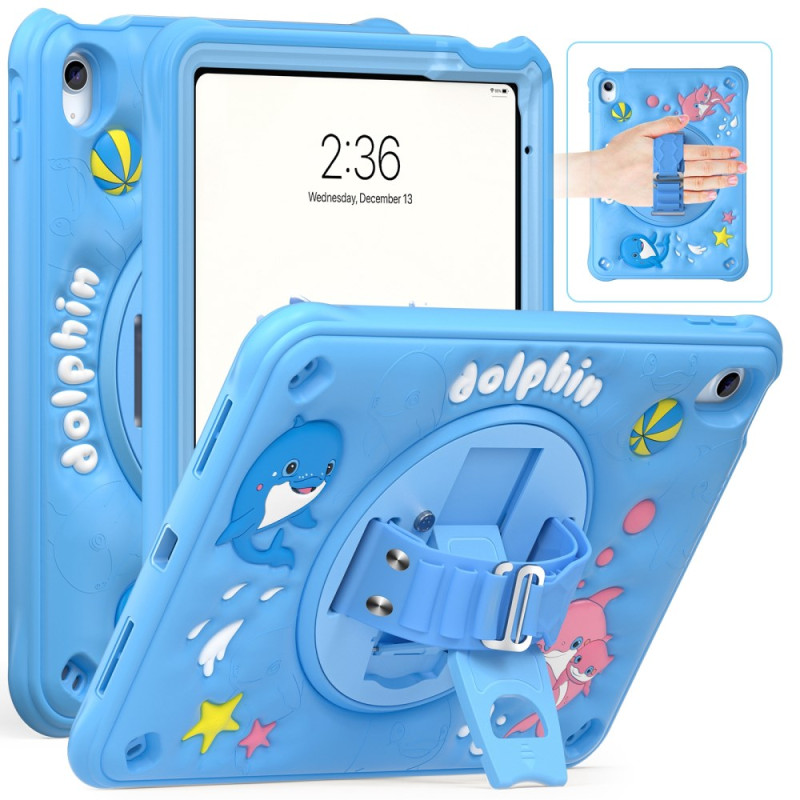 Funda iPad 10.9 (2022) Soporte Delfín Infantil y Colgante
 Giratoria