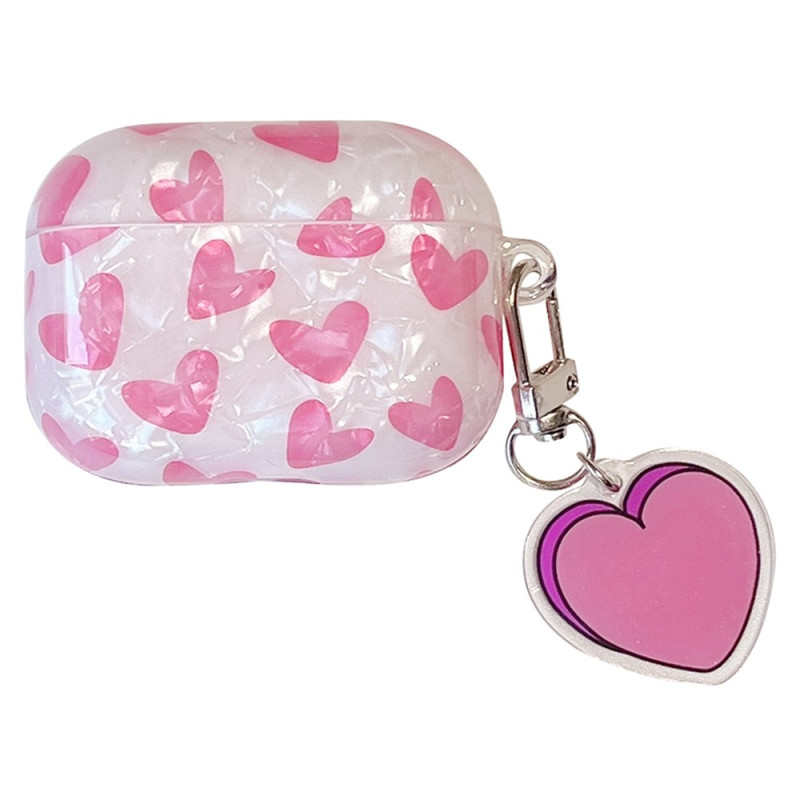 Estuche AirPods Pro Decoración Corazones y Mosquetón