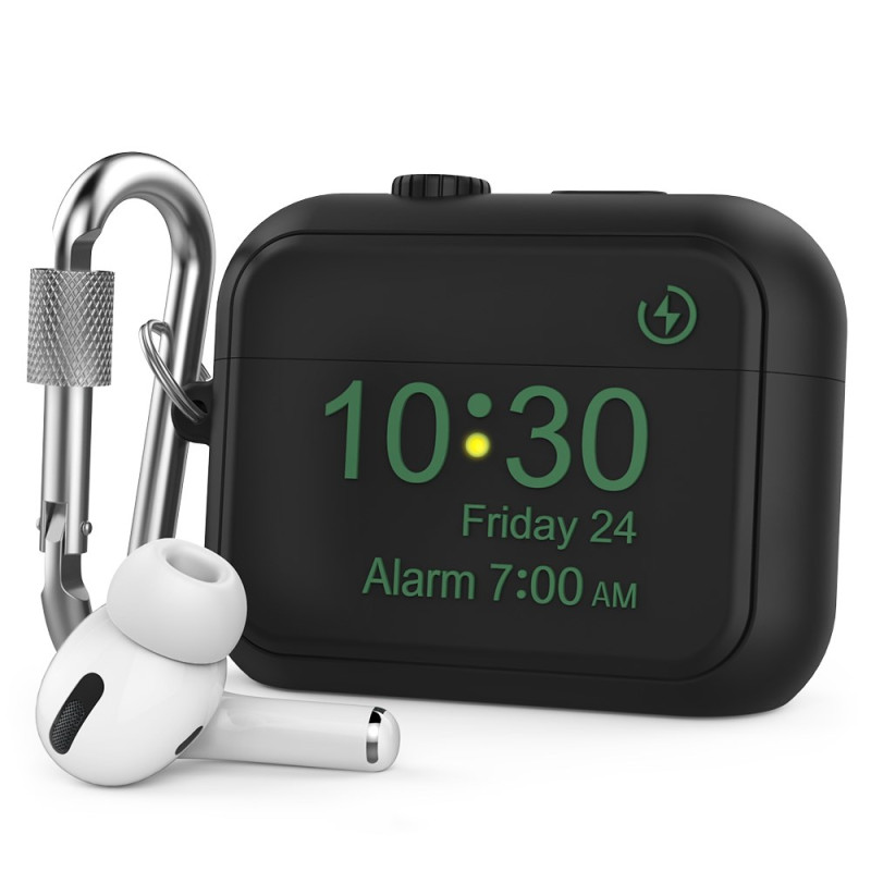 Reloj digital y estuche con mosquetón para los AirPods Pro