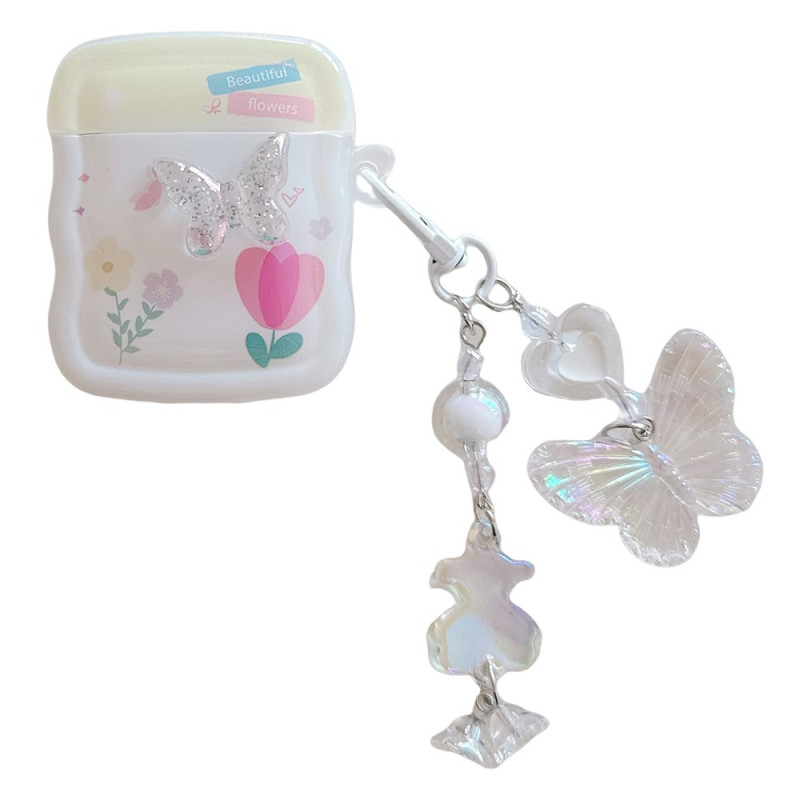 Estuche AirPods 2 / 1 Colgante Mariposas y Flores