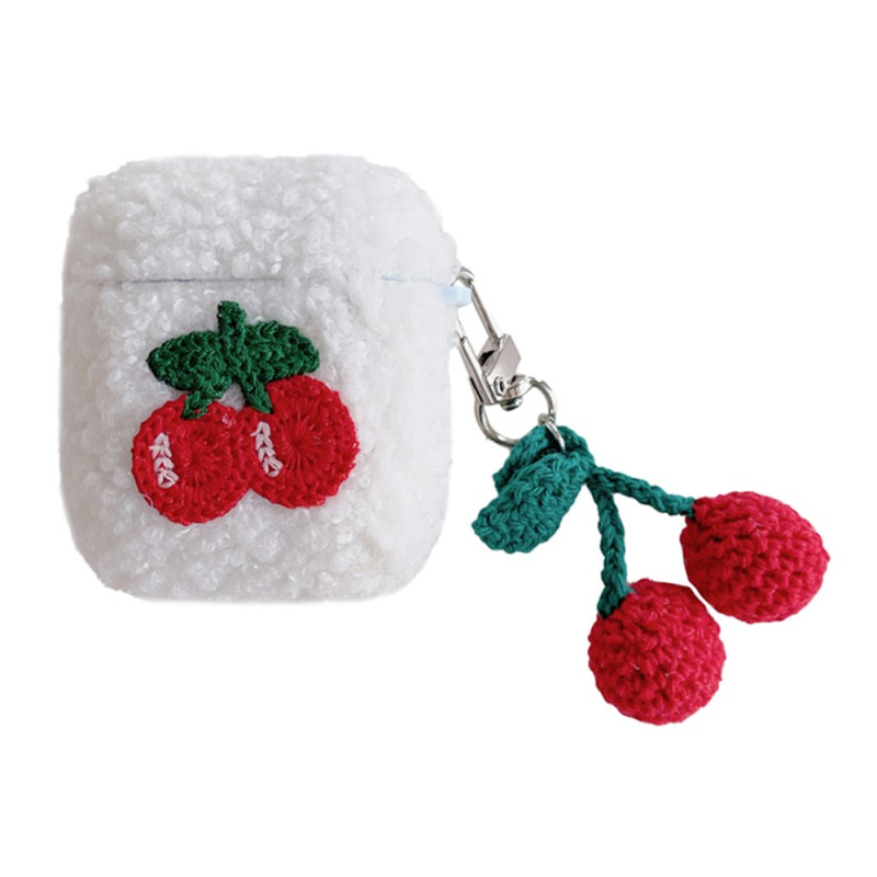 Estuche de felpa AirPods 2 / 1 con colgante de cereza