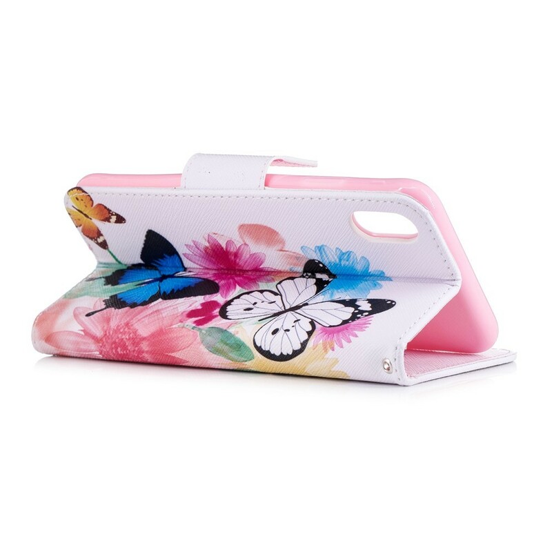 Funda para el iPhone XS Max pintada con mariposas y flores