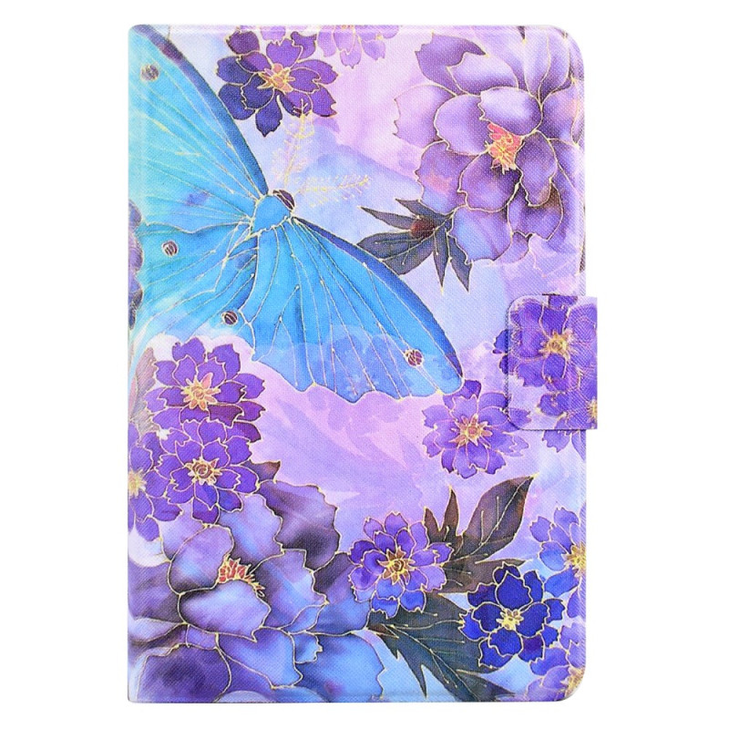 Funda iPad Mini 5 (2019)/4/3/2/1 diseño peonía y mariposa.