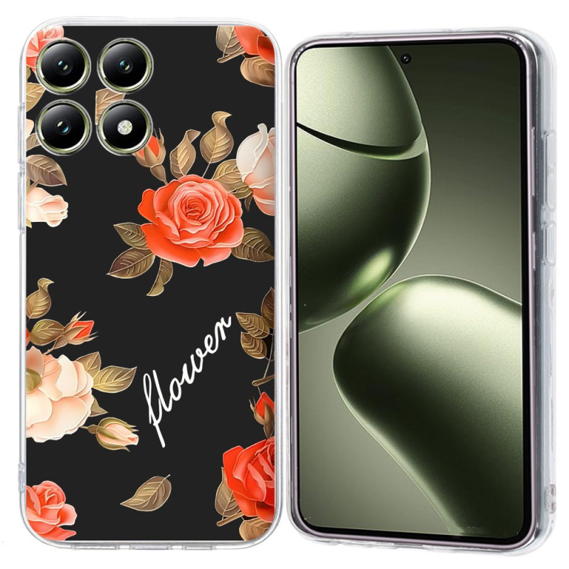 Xiaomi 14T Pro Funda
 Patrón floral sobre fondo negro