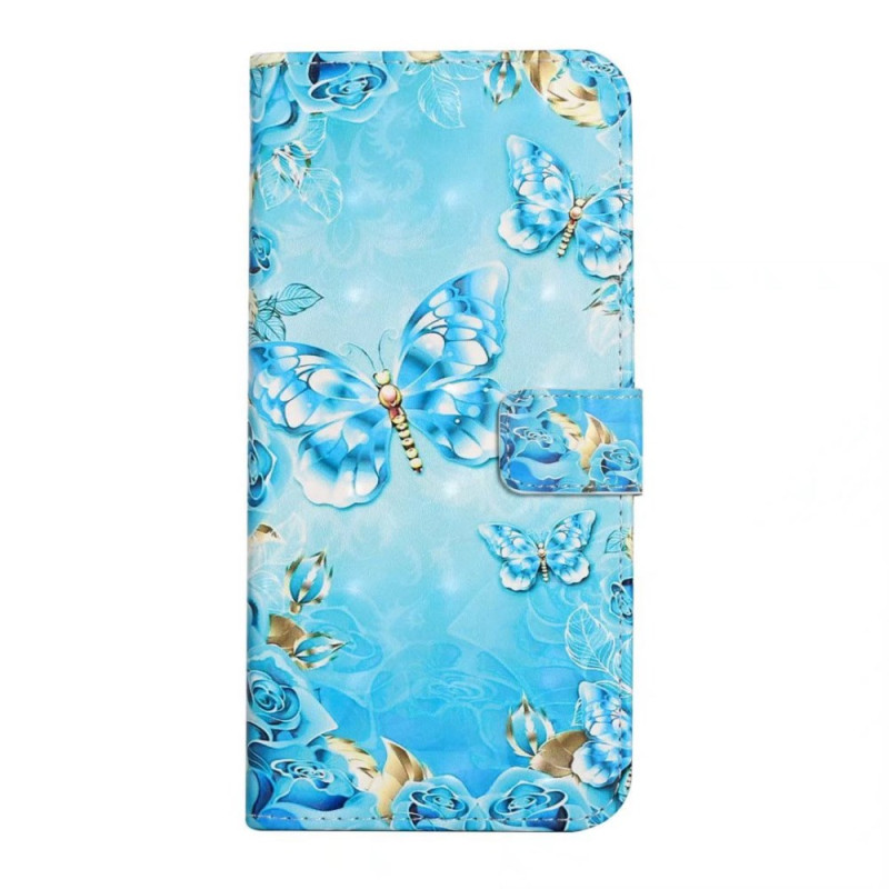 Funda Xiaomi Redmi 14C / Poco C75 Mariposas Azul y Oro