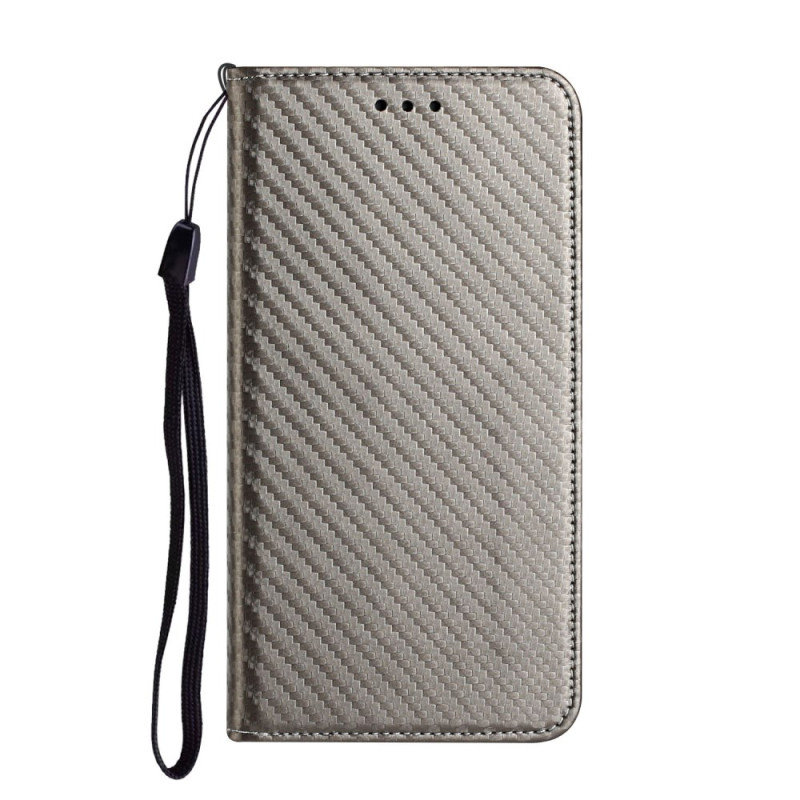 Flip Cover Flip Cover Xiaomi Redmi 14C / Poco C75 Fibra de Carbono Textura Lanyard