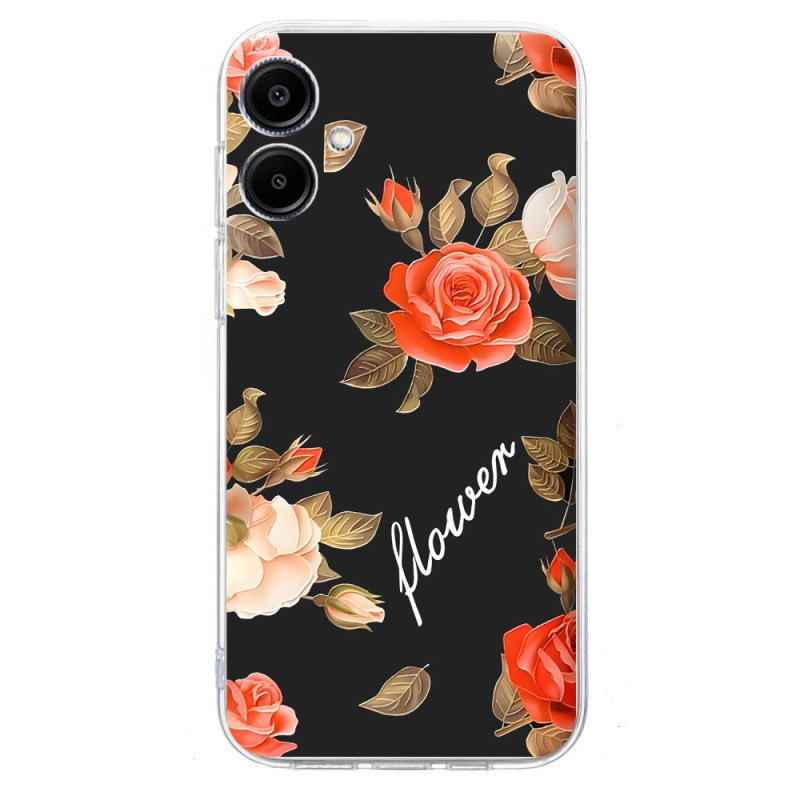 Funda Samsung Galaxy A06 Diseño floral sobre fondo negro