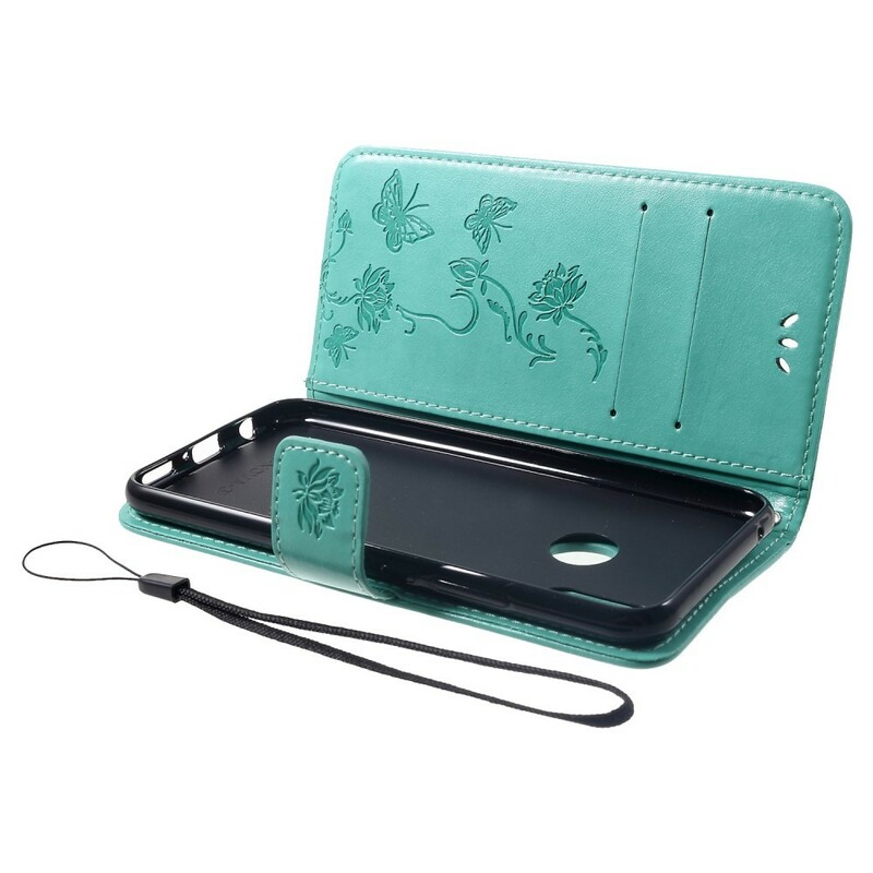 Funda Huawei P Smart Plus Mariposas y Flores Con Colgante