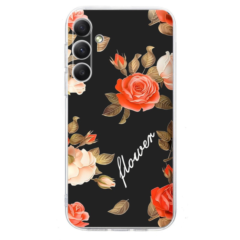 Funda Samsung Galaxy A36 5G Diseño floral sobre fondo negro