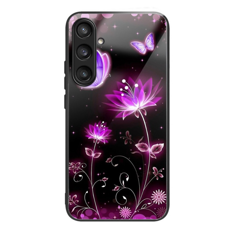 Samsung Galaxy S25 5G Funda de Cristal Templado Flores y Mariposas