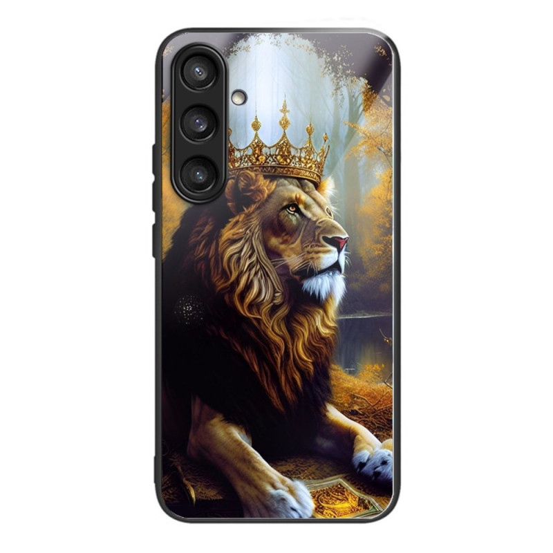 Samsung Galaxy S25 5G Funda de cristal templado Lion Crown Oro